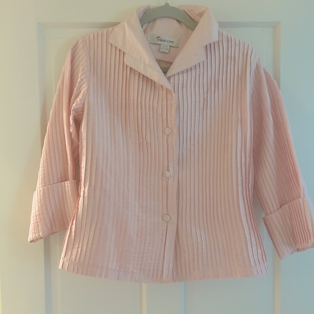 Indo-Chic P/S pink 100% silk blouse